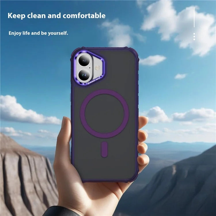 For iPhone 16 Plus Case with Lens Kickstand Matte Back Cover Compatible with MagSafe