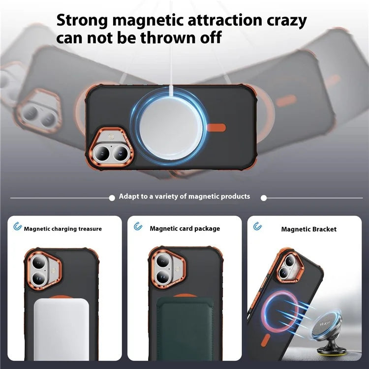 For iPhone 16 Plus Case with Lens Kickstand Matte Back Cover Compatible with MagSafe