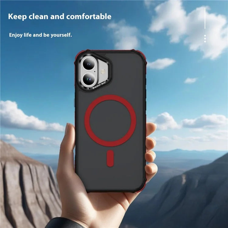 For iPhone 16 Plus Case with Lens Kickstand Matte Back Cover Compatible with MagSafe