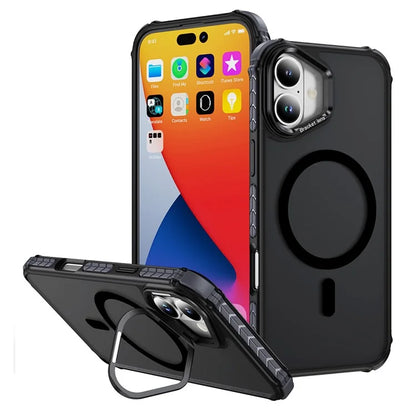For iPhone 16 Plus Case with Lens Kickstand Matte Back Cover Compatible with MagSafe