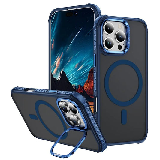 For iPhone 16 Pro Max Case with Lens Kickstand Matte Back Cover Compatible with MagSafe