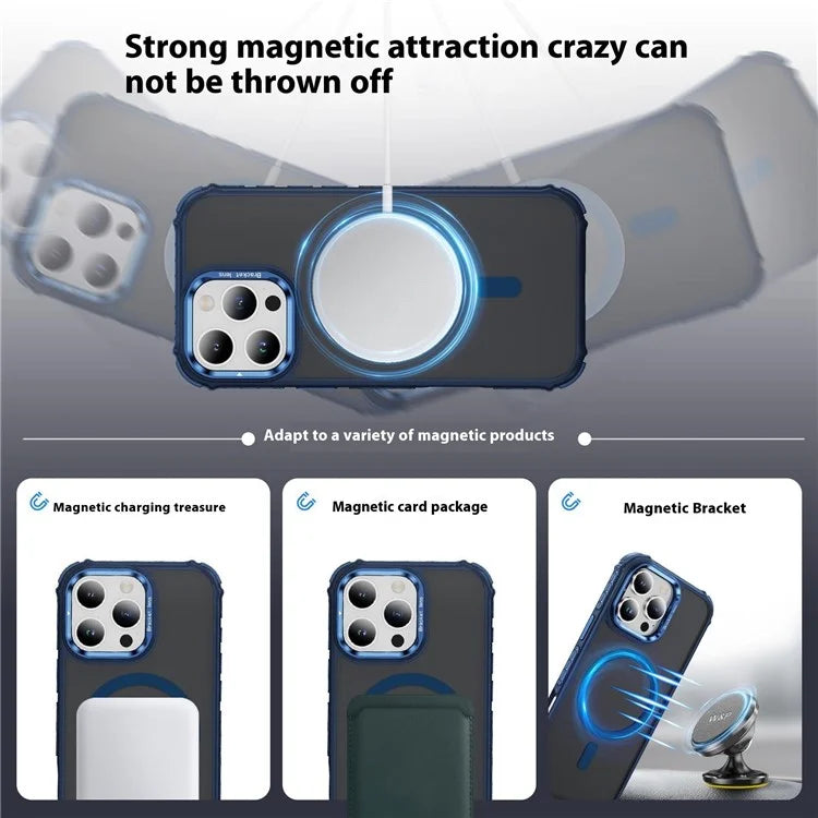 For iPhone 16 Pro Max Case with Lens Kickstand Matte Back Cover Compatible with MagSafe