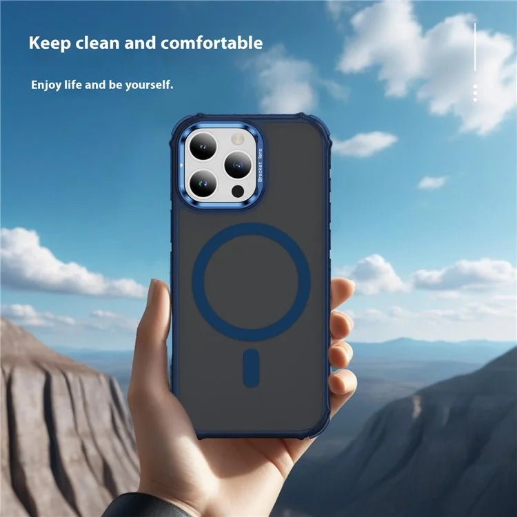 For iPhone 16 Pro Max Case with Lens Kickstand Matte Back Cover Compatible with MagSafe