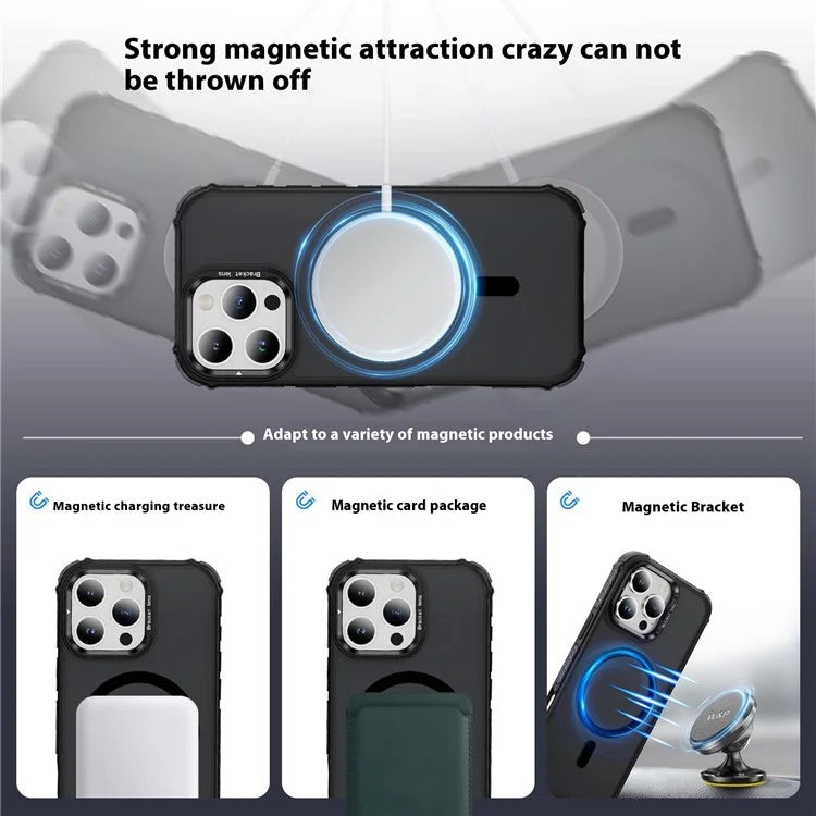For iPhone 16 Pro Max Case with Lens Kickstand Matte Back Cover Compatible with MagSafe