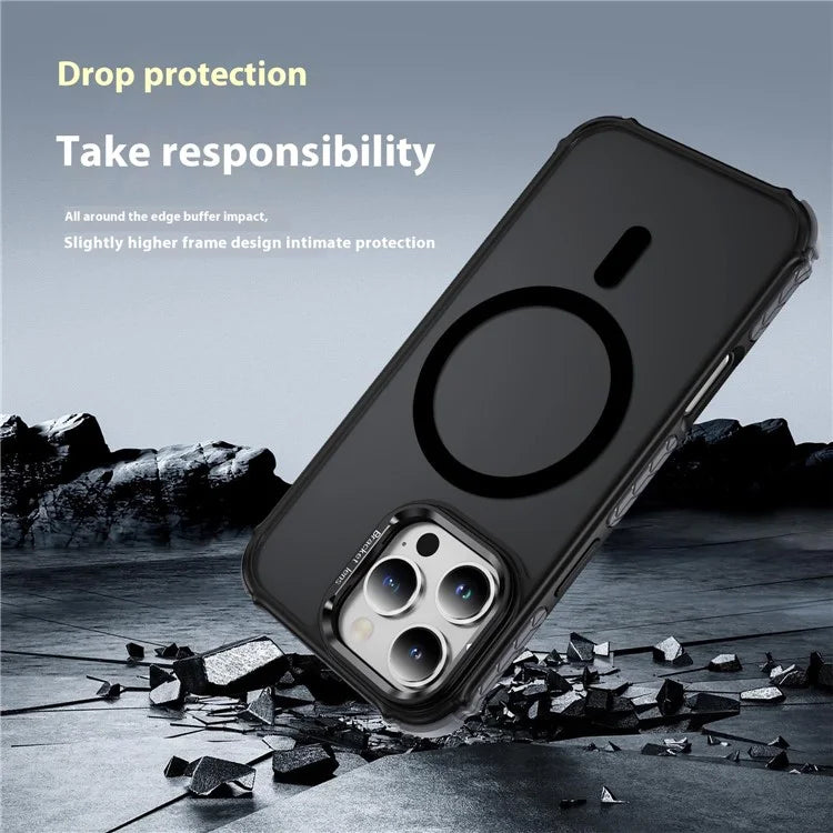 For iPhone 16 Pro Max Case with Lens Kickstand Matte Back Cover Compatible with MagSafe