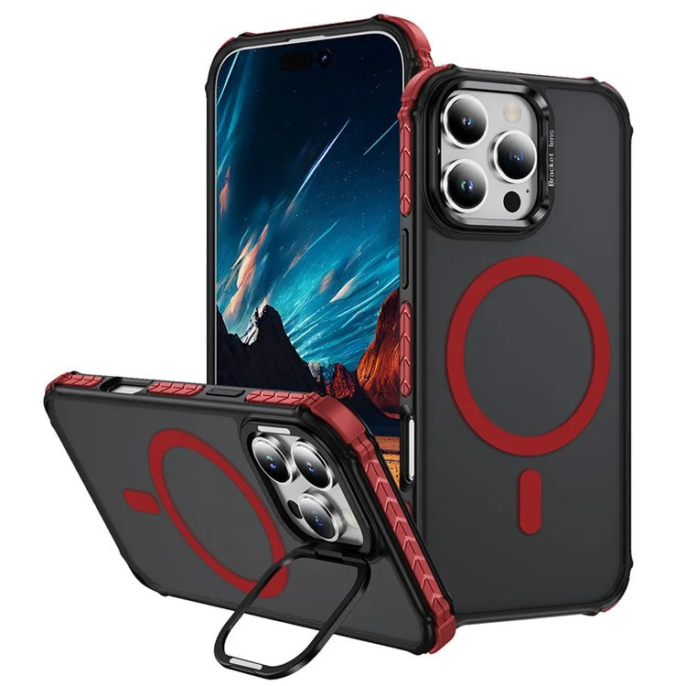 For iPhone 16 Pro Max Case with Lens Kickstand Matte Back Cover Compatible with MagSafe