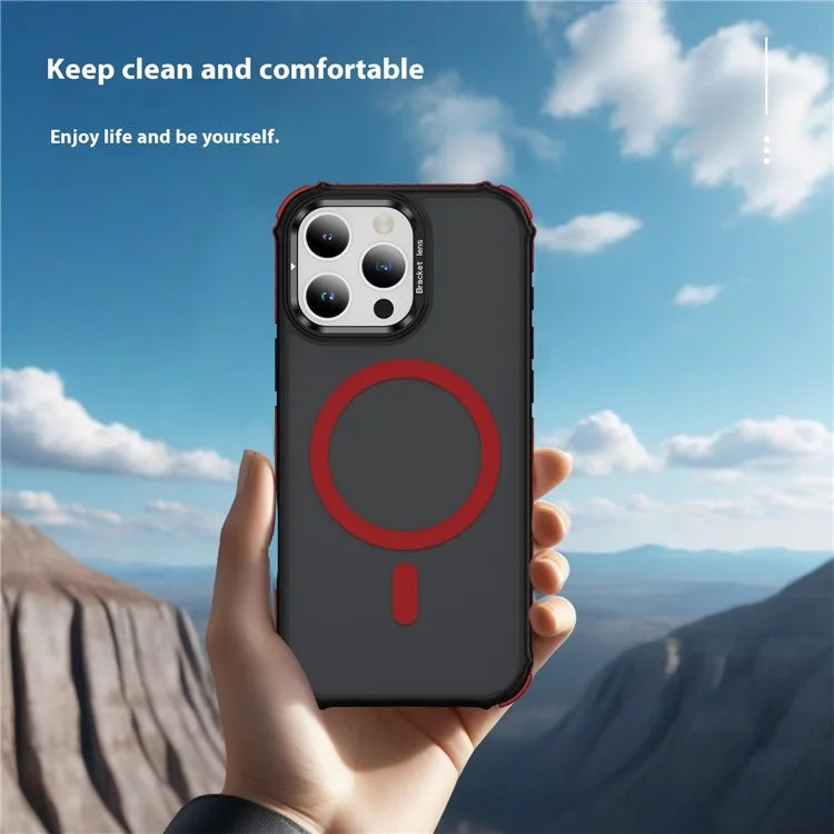 For iPhone 16 Pro Max Case with Lens Kickstand Matte Back Cover Compatible with MagSafe