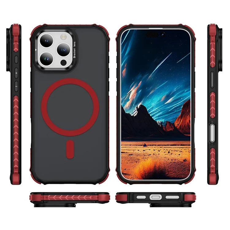 For iPhone 16 Pro Max Case with Lens Kickstand Matte Back Cover Compatible with MagSafe