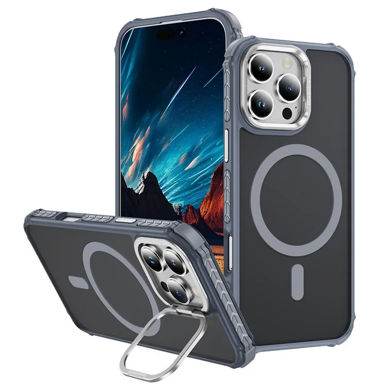 For iPhone 16 Pro Max Case with Lens Kickstand Matte Back Cover Compatible with MagSafe