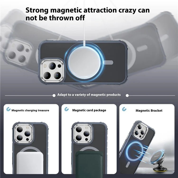 For iPhone 16 Pro Max Case with Lens Kickstand Matte Back Cover Compatible with MagSafe