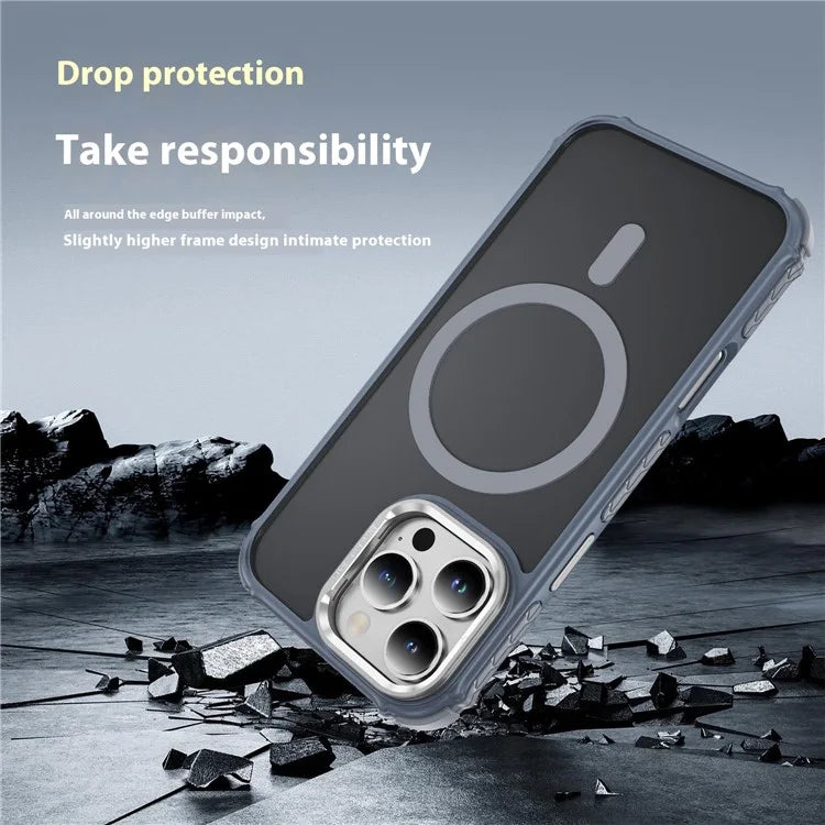 For iPhone 16 Pro Max Case with Lens Kickstand Matte Back Cover Compatible with MagSafe