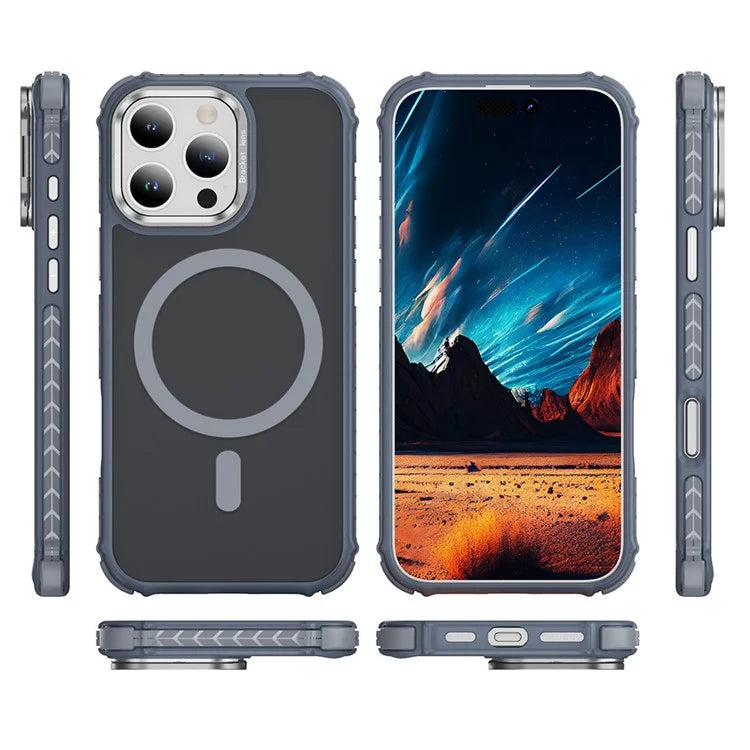 For iPhone 16 Pro Max Case with Lens Kickstand Matte Back Cover Compatible with MagSafe