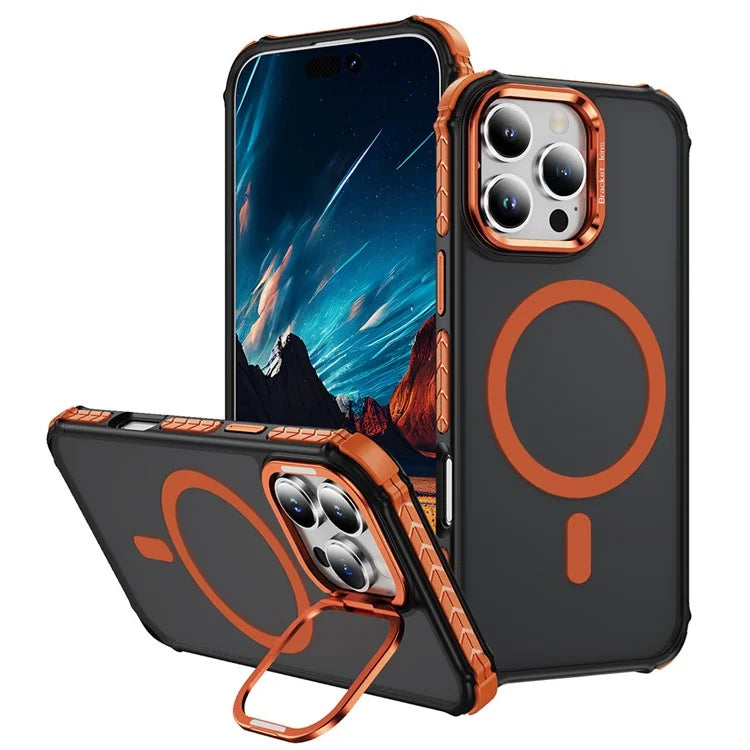 For iPhone 16 Pro Max Case with Lens Kickstand Matte Back Cover Compatible with MagSafe