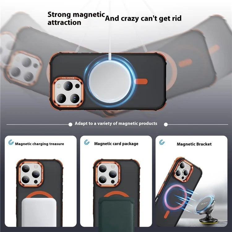 For iPhone 16 Pro Max Case with Lens Kickstand Matte Back Cover Compatible with MagSafe