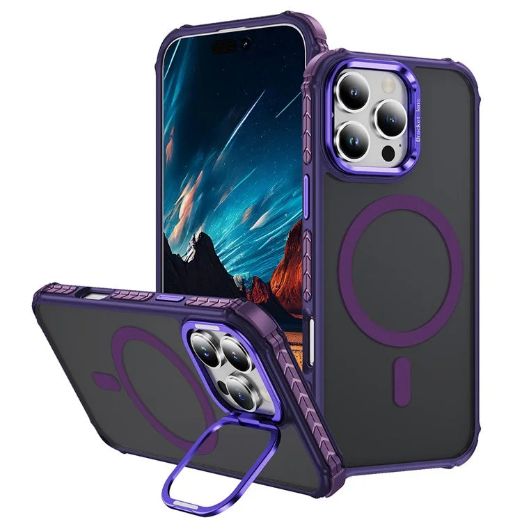 For iPhone 16 Pro Max Case with Lens Kickstand Matte Back Cover Compatible with MagSafe
