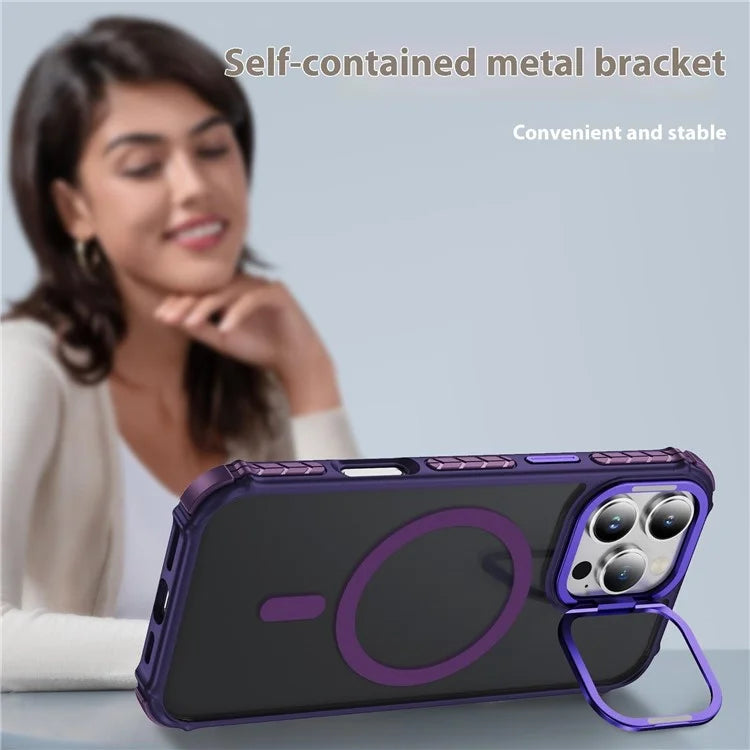 For iPhone 16 Pro Max Case with Lens Kickstand Matte Back Cover Compatible with MagSafe