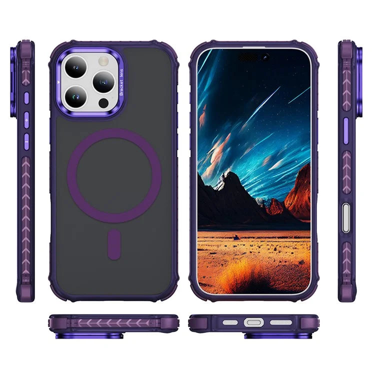 For iPhone 16 Pro Max Case with Lens Kickstand Matte Back Cover Compatible with MagSafe