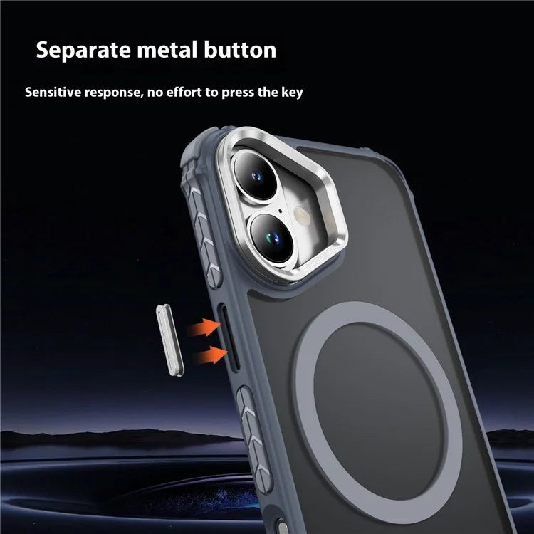 For iPhone 16 Case with Lens Kickstand Matte Back Cover Compatible with MagSafe