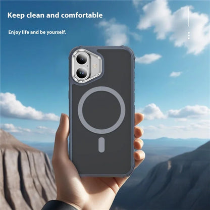 For iPhone 16 Case with Lens Kickstand Matte Back Cover Compatible with MagSafe