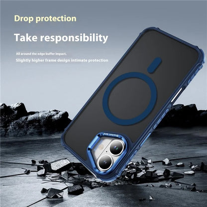 For iPhone 16 Case with Lens Kickstand Matte Back Cover Compatible with MagSafe