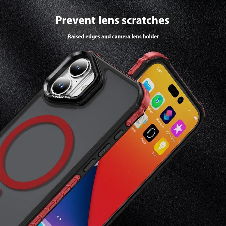 For iPhone 16 Case with Lens Kickstand Matte Back Cover Compatible with MagSafe