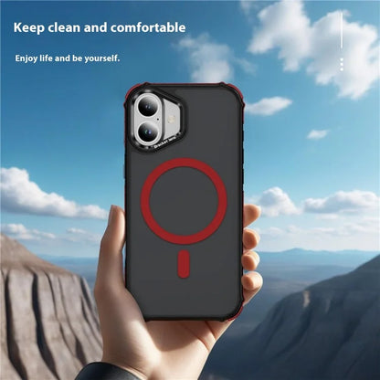For iPhone 16 Case with Lens Kickstand Matte Back Cover Compatible with MagSafe
