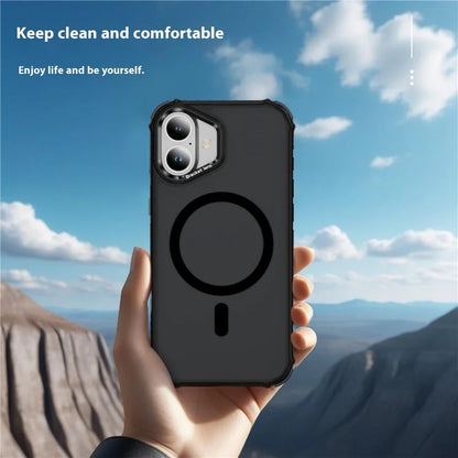 For iPhone 16 Case with Lens Kickstand Matte Back Cover Compatible with MagSafe