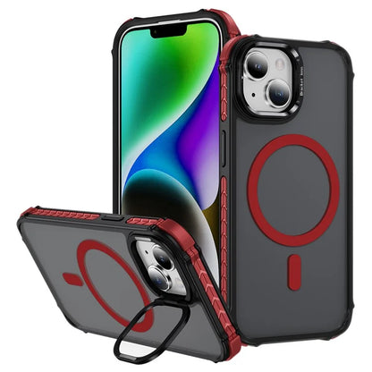 For iPhone 14 Case with Lens Kickstand Matte Back Cover Compatible with MagSafe