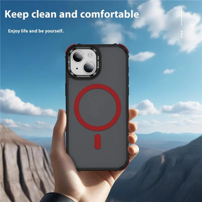 For iPhone 14 Case with Lens Kickstand Matte Back Cover Compatible with MagSafe