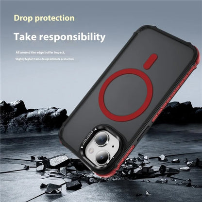 For iPhone 14 Case with Lens Kickstand Matte Back Cover Compatible with MagSafe
