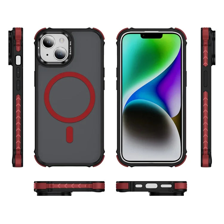 For iPhone 14 Case with Lens Kickstand Matte Back Cover Compatible with MagSafe