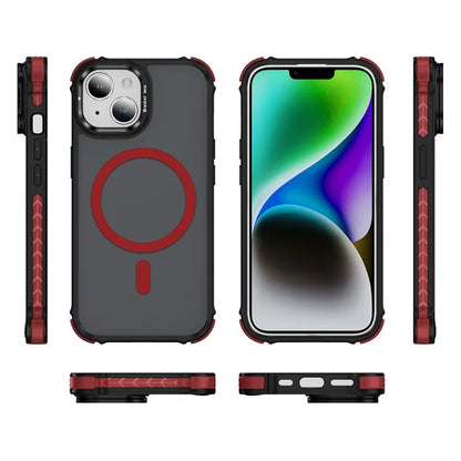 For iPhone 14 Case with Lens Kickstand Matte Back Cover Compatible with MagSafe
