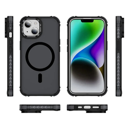 For iPhone 14 Case with Lens Kickstand Matte Back Cover Compatible with MagSafe