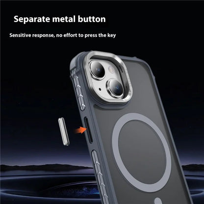 For iPhone 14 Case with Lens Kickstand Matte Back Cover Compatible with MagSafe