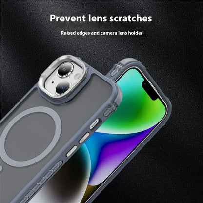 For iPhone 14 Case with Lens Kickstand Matte Back Cover Compatible with MagSafe