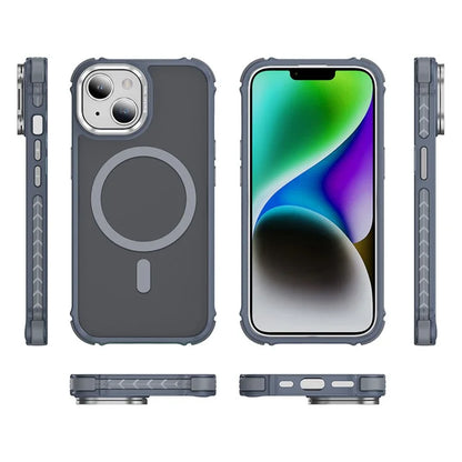 For iPhone 14 Case with Lens Kickstand Matte Back Cover Compatible with MagSafe