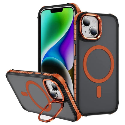 For iPhone 14 Case with Lens Kickstand Matte Back Cover Compatible with MagSafe