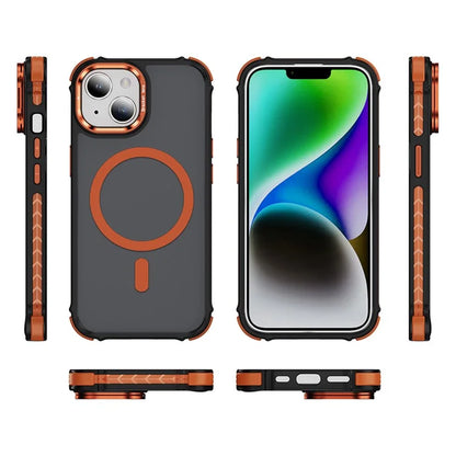 For iPhone 14 Case with Lens Kickstand Matte Back Cover Compatible with MagSafe