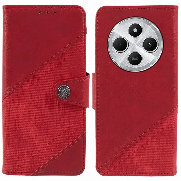 For Xiaomi Redmi 14C 4G Case Splicing Texture Leather Phone Cover Viewing Stand