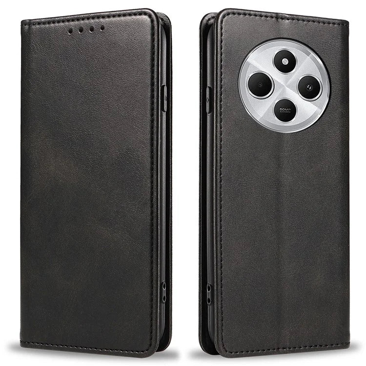 For Xiaomi Redmi 14C 4G Case Strong Magnetic PU Leather Phone Cover Calf Texture