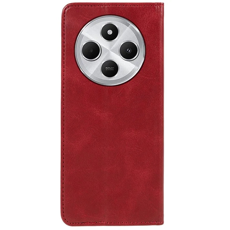 For Xiaomi Redmi 14C 4G Case Strong Magnetic PU Leather Phone Cover Calf Texture