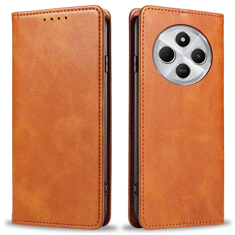 For Xiaomi Redmi 14C 4G Case Strong Magnetic PU Leather Phone Cover Calf Texture