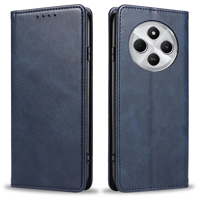 For Xiaomi Redmi 14C 4G Case Strong Magnetic PU Leather Phone Cover Calf Texture
