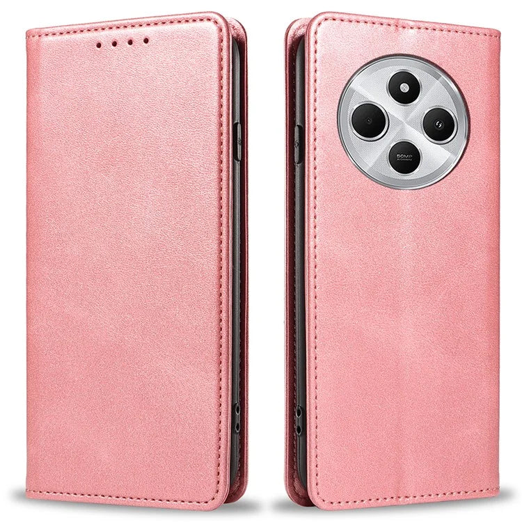 For Xiaomi Redmi 14C 4G Case Strong Magnetic PU Leather Phone Cover Calf Texture