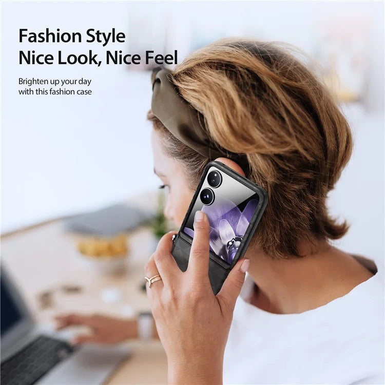 DUX DUCIS Fitt Series for Xiaomi Mix Flip 5G Case Rhombus Leather+TPU Phone Cover