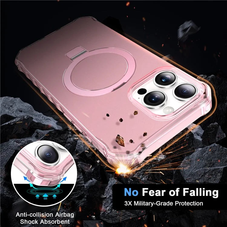 For iPhone 16 Pro Max Case Small Wavy Edge Compatible with MagSafe Anti-Drop PC+TPU Phone Cover