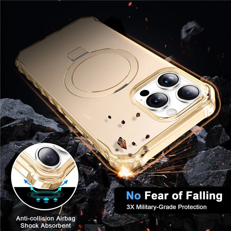 For iPhone 16 Pro Max Case Small Wavy Edge Compatible with MagSafe Anti-Drop PC+TPU Phone Cover