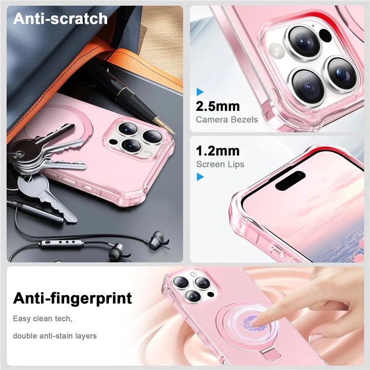 For iPhone 16 Pro Case Small Wavy Edge Compatible with MagSafe Frosted Anti-Drop PC+TPU Phone Cover