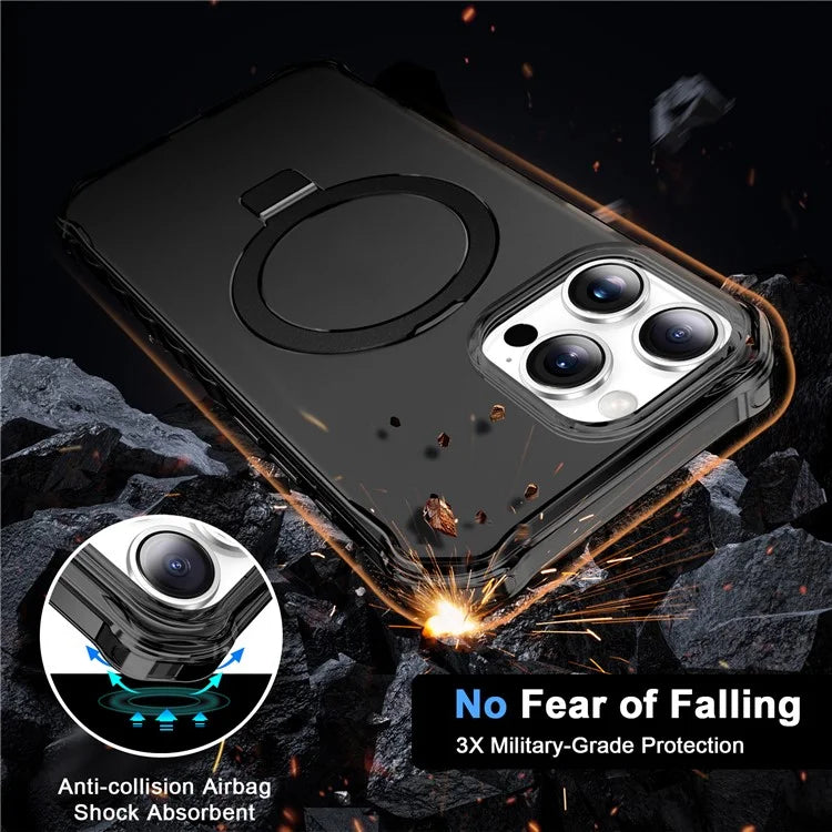 For iPhone 16 Pro Case Small Wavy Edge Compatible with MagSafe Frosted Anti-Drop PC+TPU Phone Cover