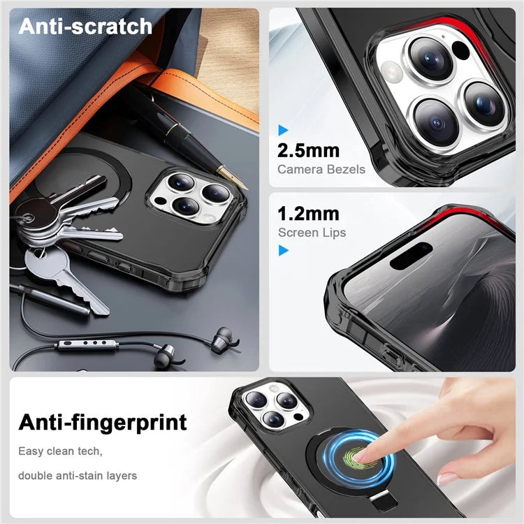 For iPhone 16 Pro Case Small Wavy Edge Compatible with MagSafe Frosted Anti-Drop PC+TPU Phone Cover
